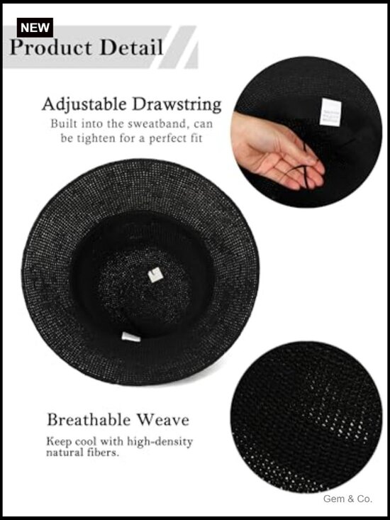 Handmade Straw Bucket Hat Foldable Travel Sun Hat UPF 50+ main image 2